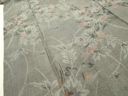 平和屋着物■上質な紬　草花文　正絹　逸品　AABJ1814sx