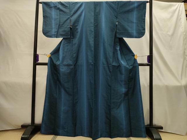 平和屋着物■本場縞大島紬　変わり格子　正絹　逸品　AABJ1837sx