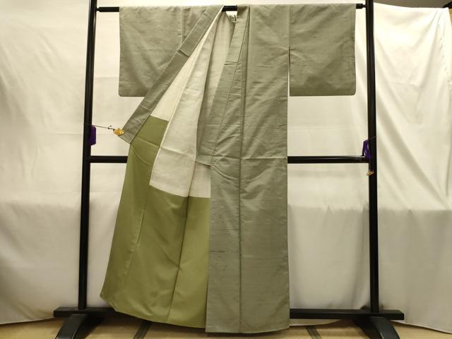 平和屋着物■上質な紬　横段文　金糸　正絹　逸品　AABJ1839sx