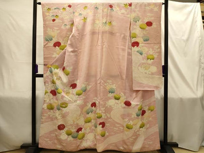 平和屋着物■豪華振袖　刺繍　流水花文　金糸　金彩　三越扱い　正絹　逸品　AABJ1842sx