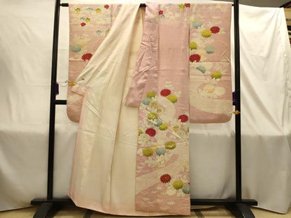 平和屋着物■豪華振袖　刺繍　流水花文　金糸　金彩　三越扱い　正絹　逸品　AABJ1842sx