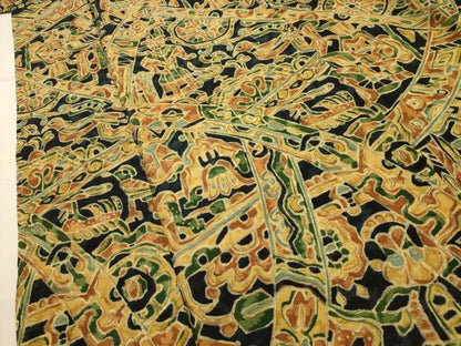 平和屋着物■上質な小紋　花鳥人物風景文　鬼しぼ縮緬　正絹　逸品　AABJ1843sx