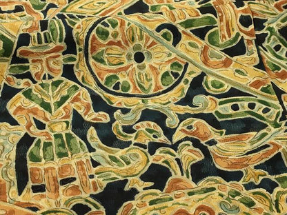 平和屋着物■上質な小紋　花鳥人物風景文　鬼しぼ縮緬　正絹　逸品　AABJ1843sx