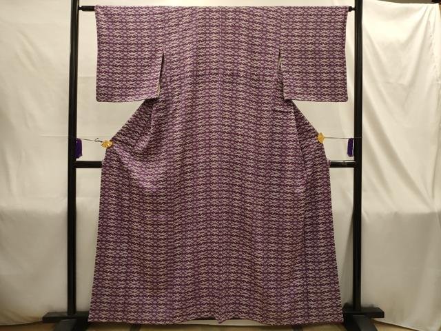 平和屋着物■上質な小紋　扇面双鶴文　正絹　逸品　AABJ1845sx
