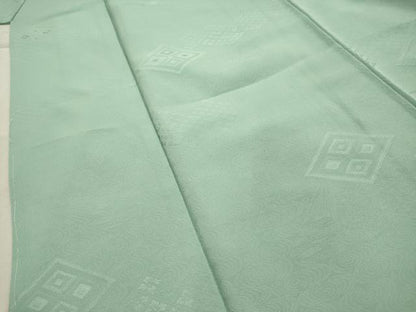 平和屋着物■上質な色無地　菱地紋　薄萌葱色　正絹　逸品　AABJ1847sx