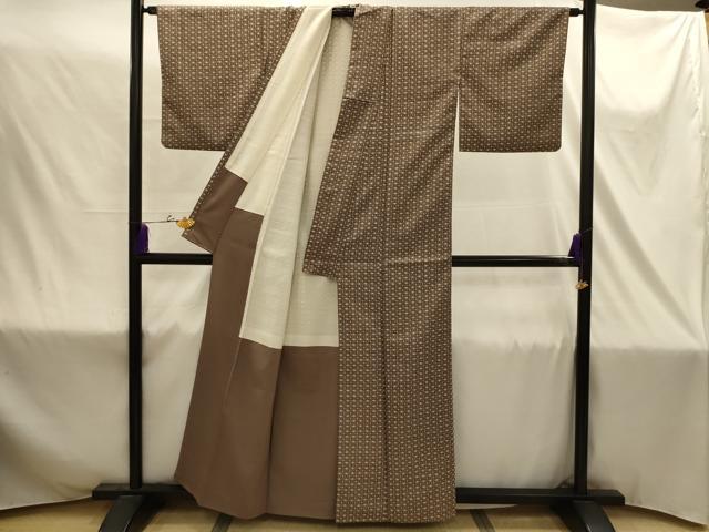 平和屋着物■小紋　麻の葉文様　洗える着物　AABJ1852sx