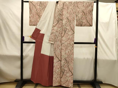 平和屋着物■小紋　手描き　枝花文　洗える着物　AABJ1853sx