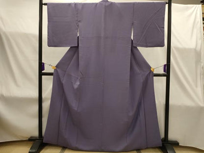 平和屋着物■上質な色無地　紋意匠　鳩羽色　正絹　逸品　AABJ1854sx