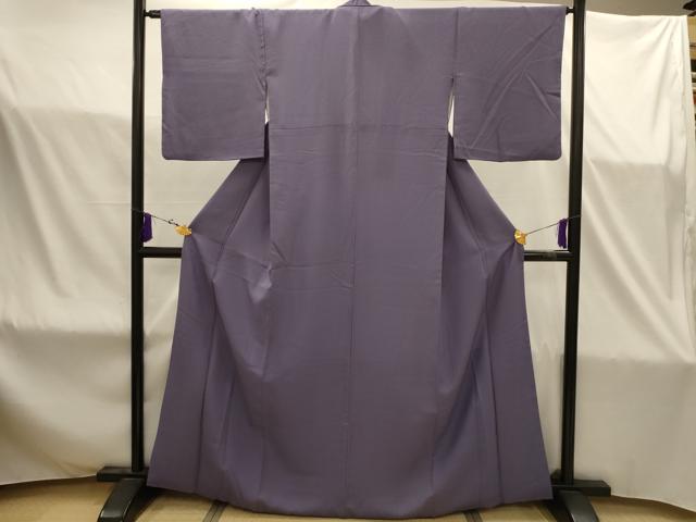 平和屋着物■上質な色無地　紋意匠　鳩羽色　正絹　逸品　AABJ1854sx