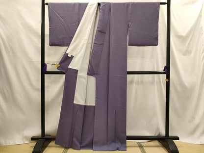 平和屋着物■上質な色無地　紋意匠　鳩羽色　正絹　逸品　AABJ1854sx
