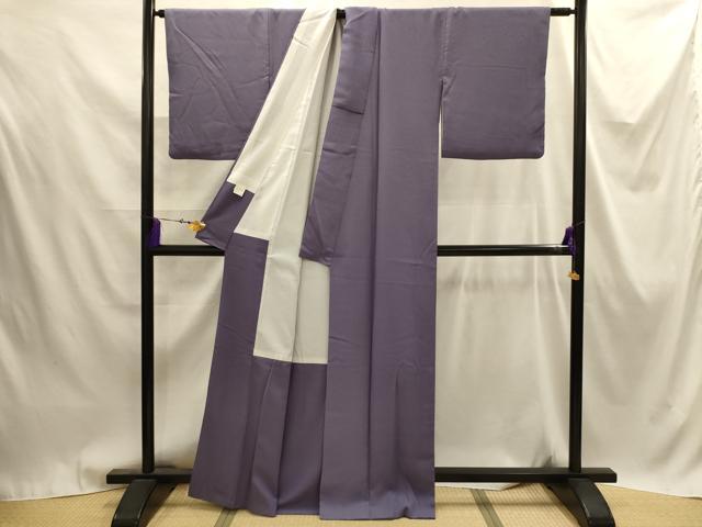 平和屋着物■上質な色無地　紋意匠　鳩羽色　正絹　逸品　AABJ1854sx