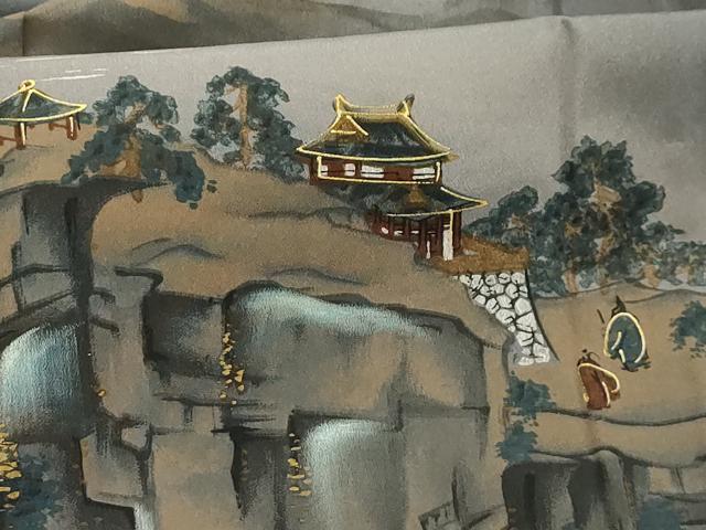 平和屋着物○男性 長襦袢 無双仕立て 人物風景文 暈し染め 金彩 洗える