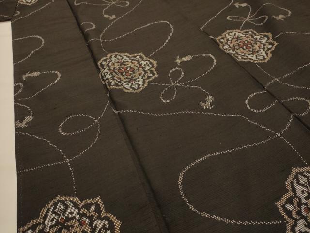 平和屋着物■上質な紬　花鏡裏文　黒地　正絹　逸品　AABJ1868sx