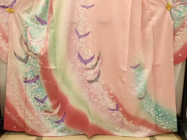 平和屋着物■豪華振袖　花鳥文　暈し染め　金銀彩　正絹　逸品　AABJ1871sx