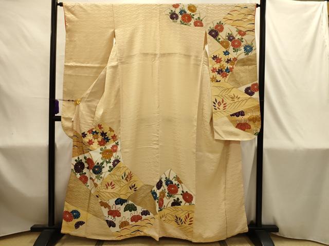 平和屋着物■豪華振袖　駒刺繍　裂取草花文　金彩　正絹　逸品　AABJ1872sx