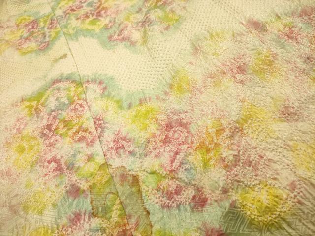 平和屋着物■豪華振袖　総絞り　草花文　暈し染め　正絹　逸品　AABJ1876sx