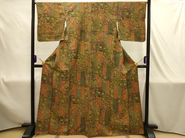 平和屋着物■上質な小紋　更紗花鳥文　正絹　逸品　AABJ1880sx