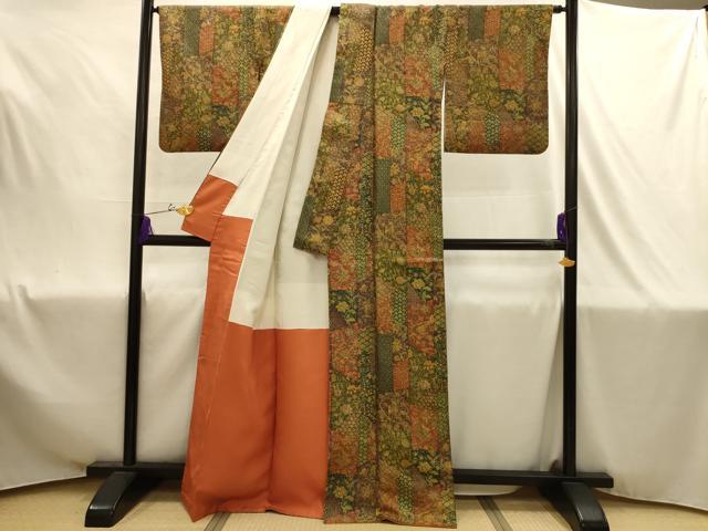 平和屋着物■上質な小紋　更紗花鳥文　正絹　逸品　AABJ1880sx