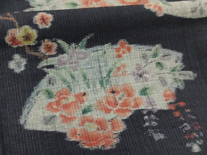 平和屋着物■上質な紬　地紙花文　正絹　逸品　AABJ1882sx