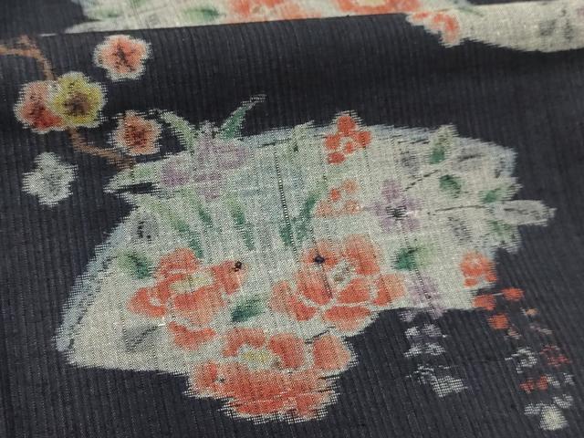 平和屋着物■上質な紬　地紙花文　正絹　逸品　AABJ1882sx