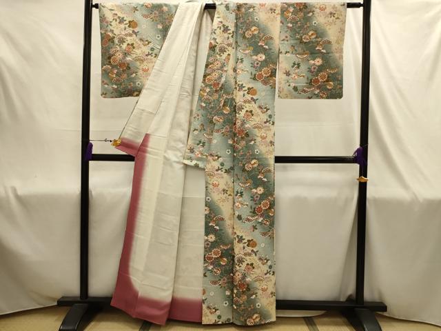 平和屋着物■上質な小紋　草花文　暈し染め　金銀彩　正絹　逸品　AABJ1883sx
