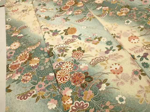 平和屋着物■上質な小紋　草花文　暈し染め　金銀彩　正絹　逸品　AABJ1883sx