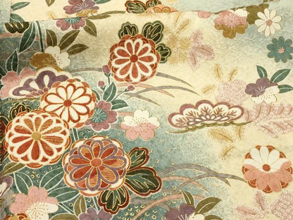 平和屋着物■上質な小紋　草花文　暈し染め　金銀彩　正絹　逸品　AABJ1883sx