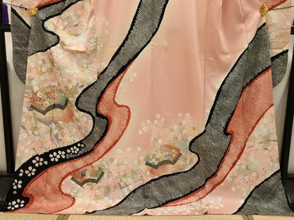 平和屋着物■豪華振袖　駒刺繍　絞り　地紙重ね花文　暈し染め　金銀彩　正絹　逸品　AABJ1884sx