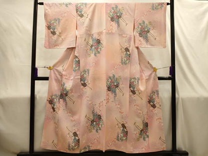 平和屋着物■上質な小紋　花車文　暈し染め　金彩　正絹　逸品　AABJ1885sx