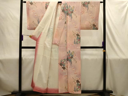 平和屋着物■上質な小紋　花車文　暈し染め　金彩　正絹　逸品　AABJ1885sx