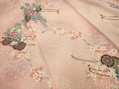 平和屋着物■上質な小紋　花車文　暈し染め　金彩　正絹　逸品　AABJ1885sx