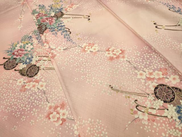 平和屋着物■上質な小紋　花車文　暈し染め　金彩　正絹　逸品　AABJ1885sx