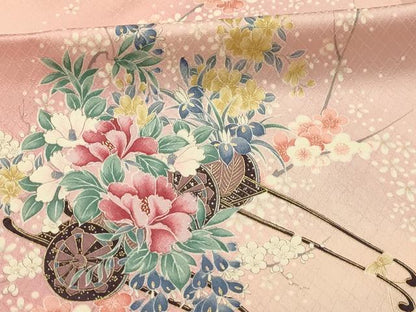 平和屋着物■上質な小紋　花車文　暈し染め　金彩　正絹　逸品　AABJ1885sx
