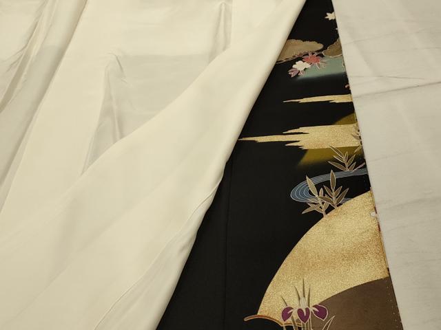 平和屋着物■豪華黒留袖　作家物　駒刺繍　花鳥文　暈し染め　金彩　正絹　逸品　AABJ1886sx