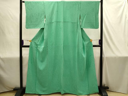 平和屋着物■上質な色無地　草花地紋　若竹色　正絹　逸品　AABJ1895sx