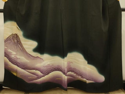 平和屋着物■豪華黒留袖　風景文　暈し染め　金彩　正絹　逸品　AABJ1900sx