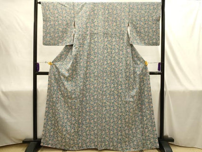 平和屋着物■上質な小紋　草花文　正絹　逸品　AABJ1901sx