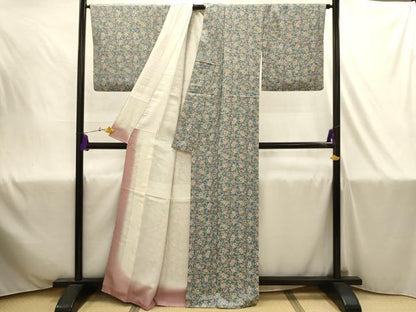 平和屋着物■上質な小紋　草花文　正絹　逸品　AABJ1901sx