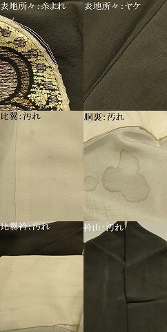 平和屋着物■豪華黒留袖　駒刺繍　孔雀羽文　金彩　正絹　逸品　AABJ1904sx