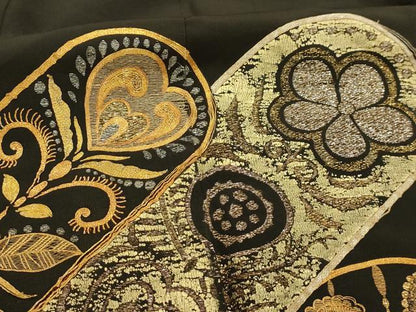 平和屋着物■豪華黒留袖　駒刺繍　孔雀羽文　金彩　正絹　逸品　AABJ1904sx