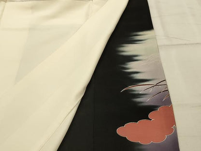 平和屋着物■豪華黒留袖　作家物　飛鶴文　暈し染め　金彩　正絹　逸品　AABJ1908sx