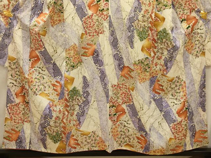平和屋着物■豪華振袖　色紙花文　金彩　正絹　逸品　AABJ1911sx