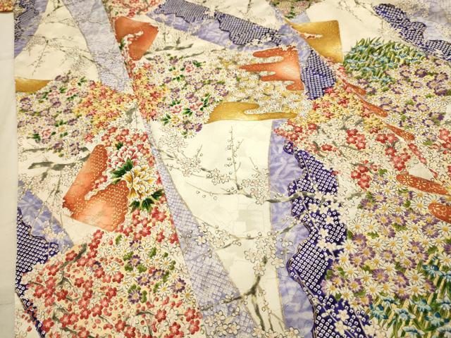 平和屋着物■豪華振袖　色紙花文　金彩　正絹　逸品　AABJ1911sx