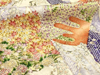 平和屋着物■豪華振袖　色紙花文　金彩　正絹　逸品　AABJ1911sx
