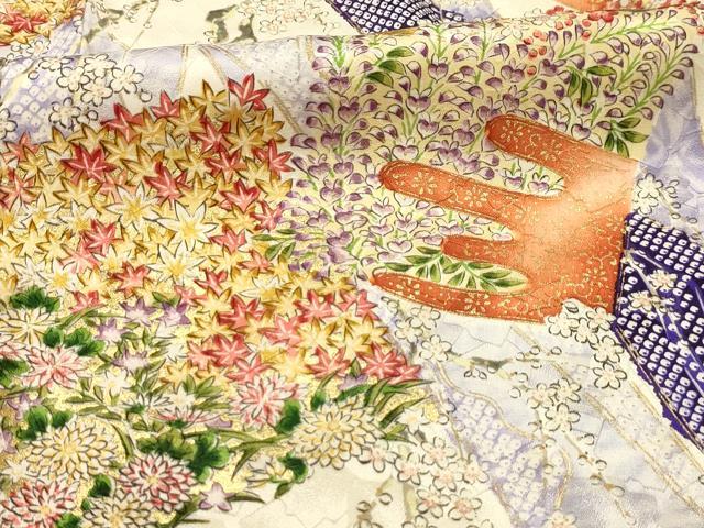平和屋着物■豪華振袖　色紙花文　金彩　正絹　逸品　AABJ1911sx