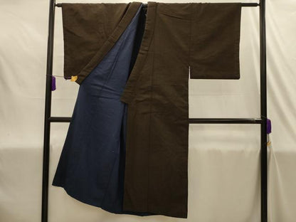 平和屋着物■男性　紬　間道　正絹　逸品　AABJ1913sx