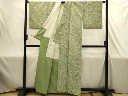 平和屋着物■小紋　流水花文　洗える着物　AABJ1920sx