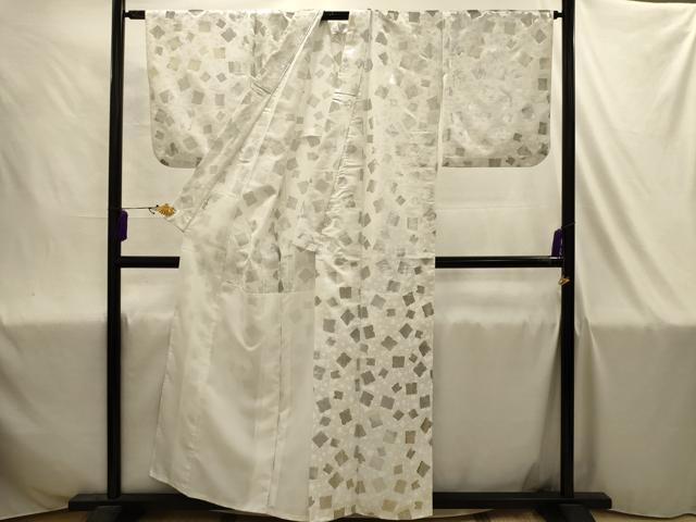 平和屋着物■小紋　箔散らし文様　銀彩　胴抜き仕立て　洗える着物　AABJ1922sx