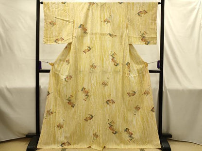 平和屋着物■上質な小紋　花鳥絵巻物　正絹　逸品　AABJ1930sx