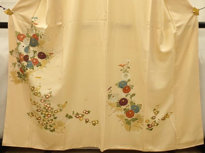 平和屋着物■訪問着　刺繍　草花文　金糸　金彩　正絹　逸品　AABJ1933sx